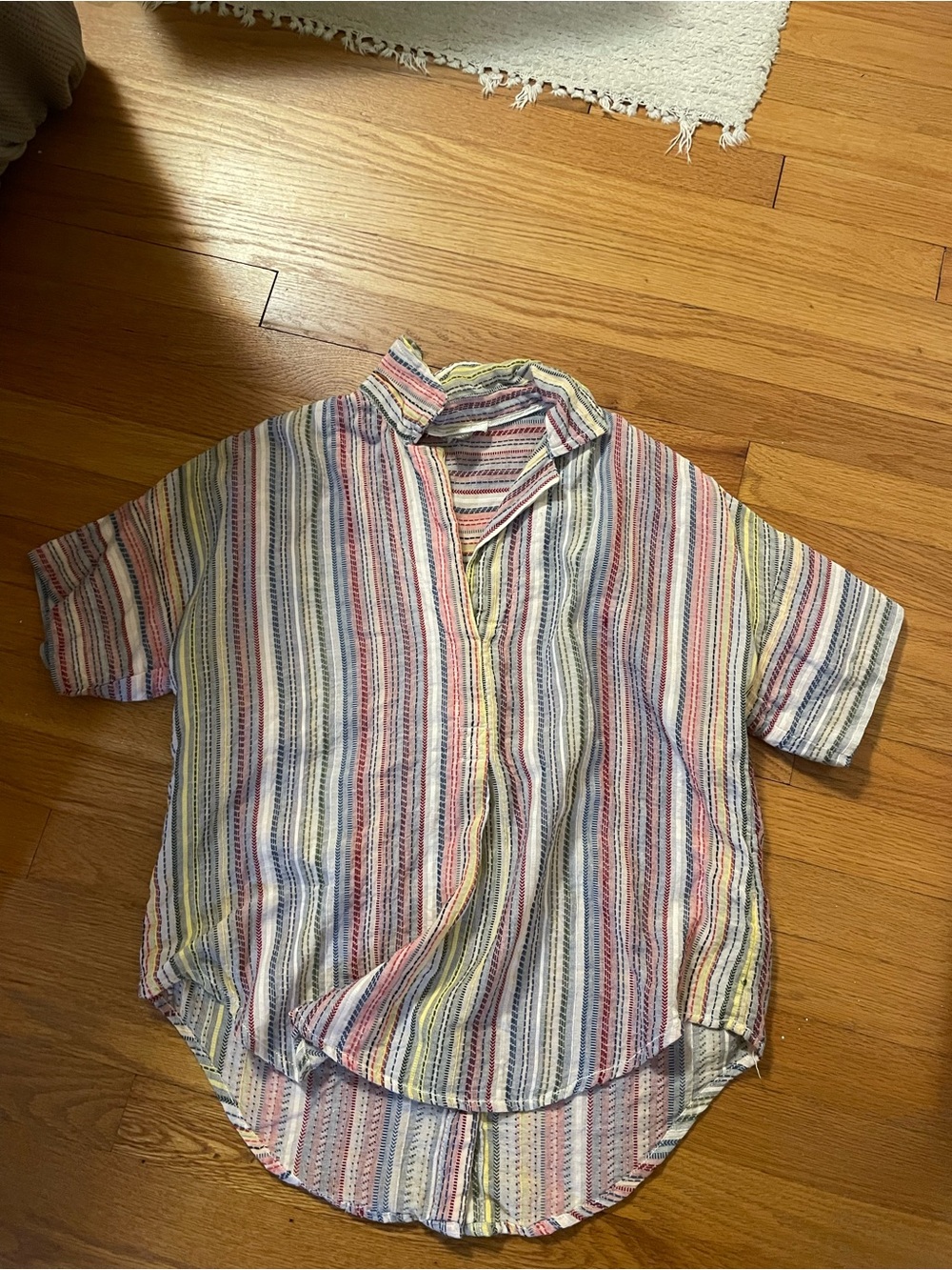 Anthropologie Multicolor Stripe Short-Sleeve Shirt